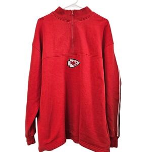 Logo Athletic Kansas City Chiefs Quarter Zip Sweatshirt Red Mens XL NFL Fleece
